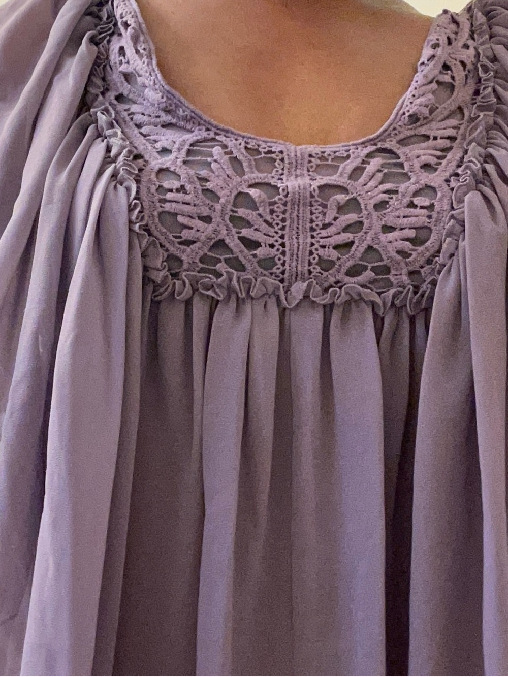 Moda International Lavender Crochet-Detail Chemise